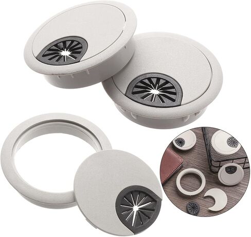 Desk Hole Cover Table Cable Grommet, 2pc 50/53/60mm Round PC Computer Desk Plastic Grommet Cable Hole Covers Outlet Port Wire Rack Organizer Cable Clamp Wire Management(50mm)(50mm) in Saudi Arabia