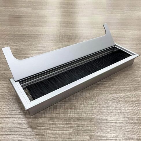 Desk Hole Cover Table Cable Grommet, Office Hardware Matt Black Rectangle Wire Cable Grommet Aluminum Square Table Desk Grommet with Multiple Sizes(80x80mm)(280x80mm) in Saudi Arabia