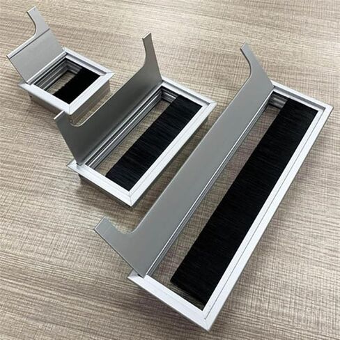 Desk Hole Cover Table Cable Grommet, Office Hardware Matt Black Rectangle Wire Cable Grommet Aluminum Square Table Desk Grommet with Multiple Sizes(80x80mm)(280x80mm) in Saudi Arabia