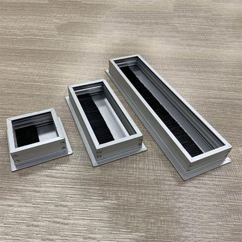 Desk Hole Cover Table Cable Grommet, Office Hardware Matt Black Rectangle Wire Cable Grommet Aluminum Square Table Desk Grommet with Multiple Sizes(80x80mm)(280x80mm) in Saudi Arabia