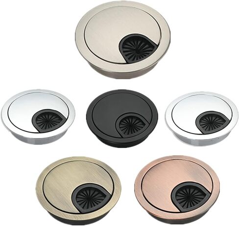 Desk Hole Cover Table Cable Grommet, 2pc Wire Hole Cover 60mm Zinc Alloy Round Table Hole Outlet Port Computer Desk Cable Grommet Line Holder Box Furniture Hardware(Black)(Black) in Saudi Arabia