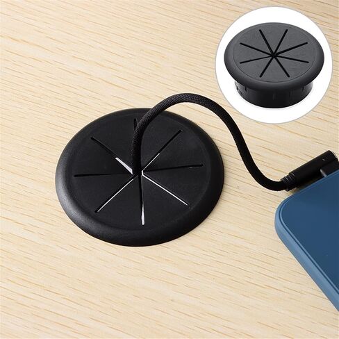Desk Hole Cover Table Cable Grommet, 2pc Desk Cord Grommet Flexible Silicone Cable Hole Cover Wire Organizer Cable Pass Through Round Gasket Wiring Protective(Black,50mm)(White,50mm) in Saudi Arabia