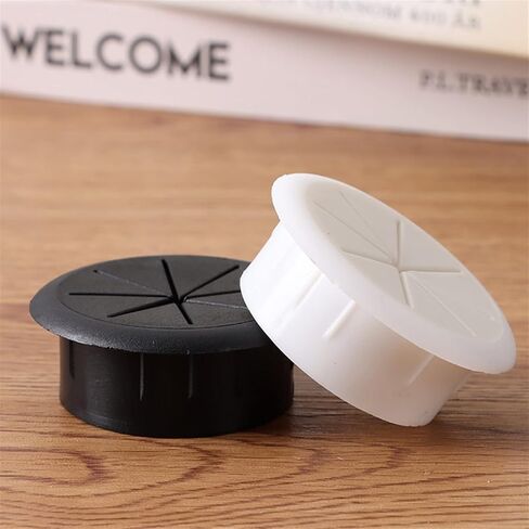 Desk Hole Cover Table Cable Grommet, 2pc Desk Cord Grommet Flexible Silicone Cable Hole Cover Wire Organizer Cable Pass Through Round Gasket Wiring Protective(Black,50mm)(White,50mm) in Saudi Arabia