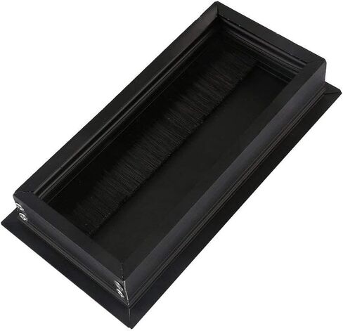 Desk Hole Cover Table Cable Grommet, Black Aluminum Alloy L 160mm Table Desk Rectangle Wire Cable Grommet Hole Cover Outlet Port with Black Brush(5pcs)(5pcs) in Saudi Arabia