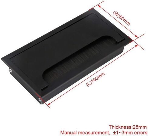Desk Hole Cover Table Cable Grommet, Black Aluminum Alloy L 160mm Table Desk Rectangle Wire Cable Grommet Hole Cover Outlet Port with Black Brush(5pcs)(5pcs) in Saudi Arabia