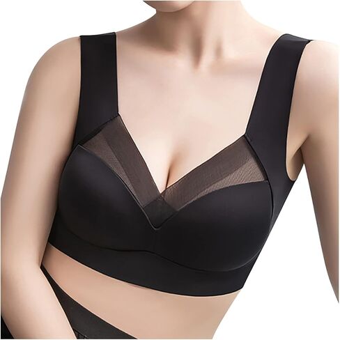 Seamless Wirefree Bras for Women Comfy Mesh Soft Padded Back Smoothing Bra Deep Cup Full Back Yoga Bralette in Saudi Arabia