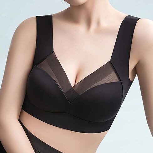 Seamless Wirefree Bras for Women Comfy Mesh Soft Padded Back Smoothing Bra Deep Cup Full Back Yoga Bralette in Saudi Arabia