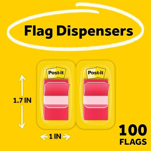 Post-it Flags, 50/Dispenser, 2 Dispensers/Pack, 1 in Wide, Red (680-RD2) in Kuwait
