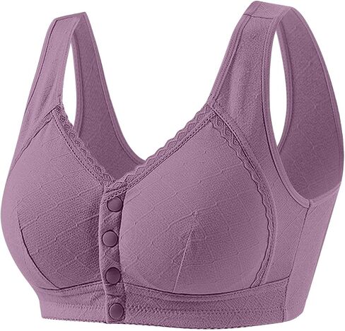 Plus Size Bras for Older Women Front Closure Wireless Push Up Bras Everyday Wirefree Comfortable Sleep Bralettes in Kuwait