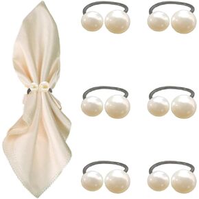 6 أجهزة كمبيوتر حلقات منديل الذهب - حلقات منديل اللؤلؤ ، حلقة منديل المعادن لإعدادات الجدول مائدة حفل عشاء حفل زفاف in Kuwait