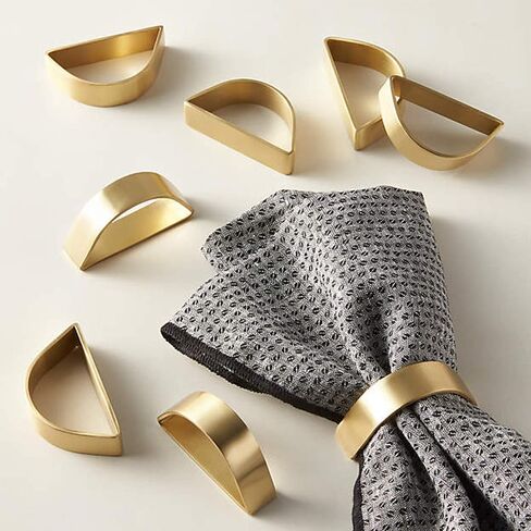 Cuff Brushed Gold Napkin Rings Set of 4, Modernist Napkin Ring Holder for Wedding, Banquet, Metallic Adornment for Table Settings, Glossy Serviette Buckles Decor (Semicircle) in Kuwait