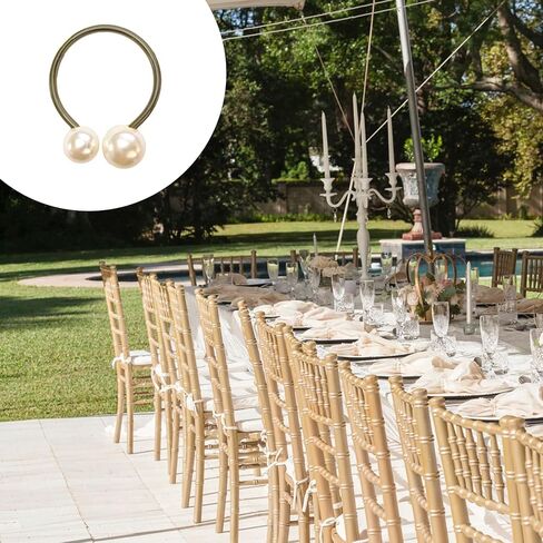 6 Pcs Gold Napkin Rings - Pearl Napkin Rings,Metal Napkin Ring for Table Settings Wedding Christmas Party Dinner Table in Kuwait
