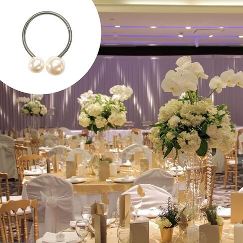 6 Pcs Gold Napkin Rings - Pearl Napkin Rings,Metal Napkin Ring for Table Settings Wedding Christmas Party Dinner Table in Kuwait