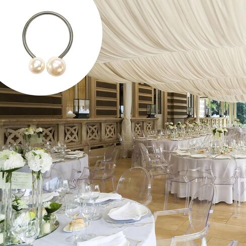 6 Pcs Gold Napkin Rings - Pearl Napkin Rings,Metal Napkin Ring for Table Settings Wedding Christmas Party Dinner Table in Kuwait