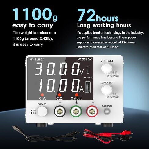 Variable DC Power Supply, 0-30V 0-5A, HYELEC Bench Power Supply with Encoder Knob, 4-Digit LED Display, Digital Calibration, USB and Type-C Charging in Kuwait