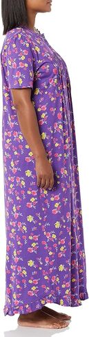 AmeriMark Women's Embroidered Knit Night Gown Long Partial Button Front Dress Celadon - Mid Calf 2X in Saudi Arabia