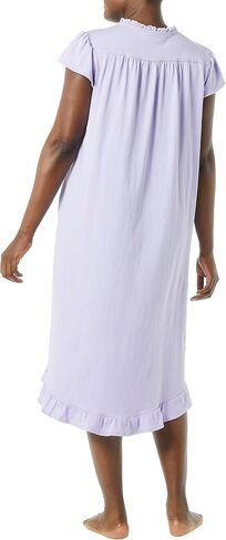 AmeriMark Women's Embroidered Knit Night Gown Long Partial Button Front Dress Celadon - Mid Calf 2X in Saudi Arabia
