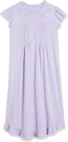 AmeriMark Women's Embroidered Knit Night Gown Long Partial Button Front Dress Celadon - Mid Calf 2X in Saudi Arabia