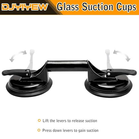 أكواب الشفط الشاقة - الفراغ الألمنيوم مقبض الزجاج ورافع البلاط - شفط مريح ، وموثوق لرفع الزجاج الكبير ، والبلاط ، والرخام ، والطابق ، ودنت سلك (حزمة سوداء) in Kuwait