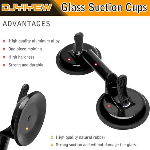 أكواب الشفط الشاقة - الفراغ الألمنيوم مقبض الزجاج ورافع البلاط - شفط مريح ، وموثوق لرفع الزجاج الكبير ، والبلاط ، والرخام ، والطابق ، ودنت سلك (حزمة سوداء) in Kuwait