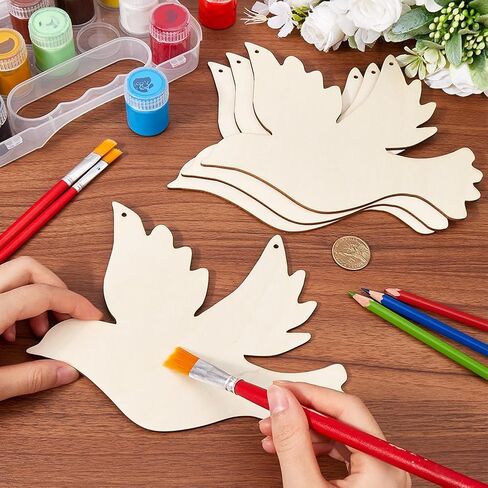 Gorgecraft 20pcs الصغيرة طيور خشبية خشبية صغيرة غير مكتملة الحلي السلام حمامة شريحة شريحة ديكور الطيور علامات فارغة مع حبل القنب لحفل عيد ميلاد الزفاف زخارف الحرف الحرف الهدية in Saudi Arabia
