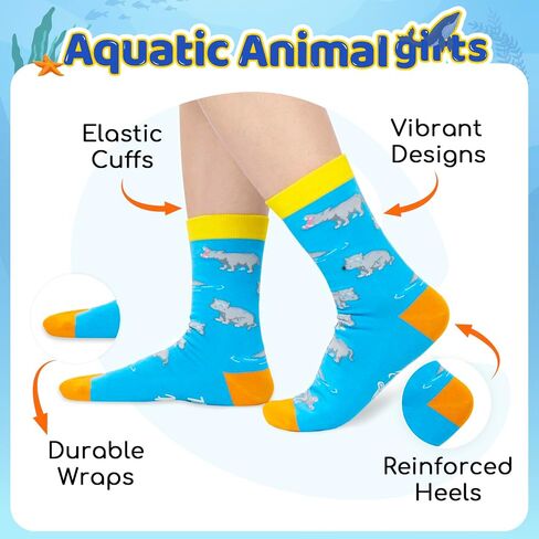 HAPPYPOP Hippo Gifts for Men Women - Hippo Socks Hippopotamus Socks Animal Lover Gifts in Saudi Arabia