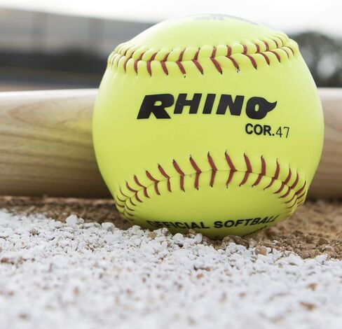 Champion Sports 12" Syntex Leather Cover Softballs - Cork Core - Medium Compression - NFHS Approved - Raised Seams - Optic Yellow - Pack of 12 in Saudi Arabia