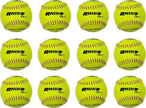 Champion Sports 12" Syntex Leather Cover Softballs - Cork Core - Medium Compression - NFHS Approved - Raised Seams - Optic Yellow - Pack of 12 in Saudi Arabia