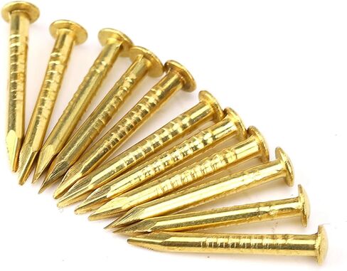 Gold Small Nails, 100PCS Hardware Nails Assortment Kit, Round Head Brass Nail, Tiny Finishing Nails Accessories for Household Wood Picture Hanging String Art (10mm Long) in Kuwait