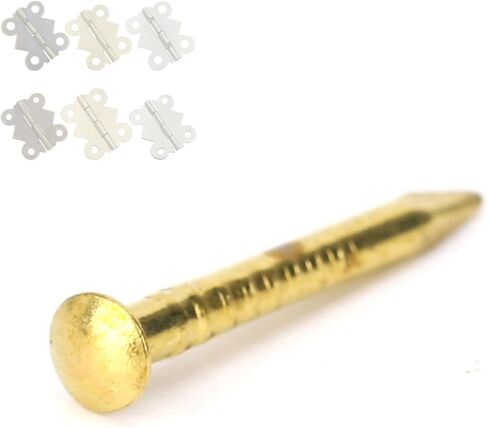 Gold Small Nails, 100PCS Hardware Nails Assortment Kit, Round Head Brass Nail, Tiny Finishing Nails Accessories for Household Wood Picture Hanging String Art (10mm Long) in Kuwait
