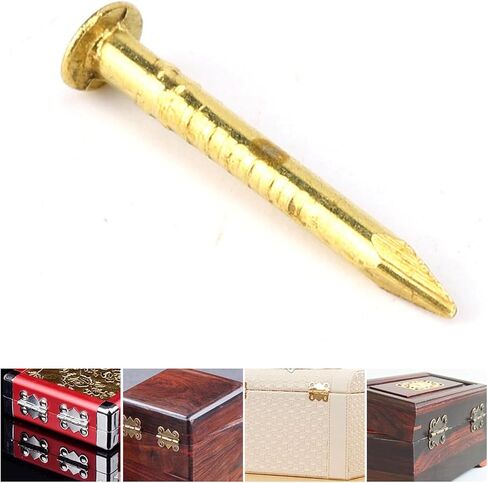 Gold Small Nails, 100PCS Hardware Nails Assortment Kit, Round Head Brass Nail, Tiny Finishing Nails Accessories for Household Wood Picture Hanging String Art (10mm Long) in Kuwait