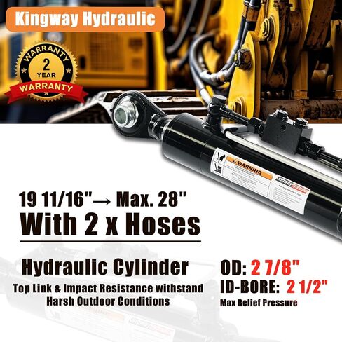 Kingway Hydraulic Top Link Cat. 1-1 مع قفل كتلة دقيقة. 19 11/16 "→ Max. 28" مع 2 × خراطيم السكتة الدماغية. 8 5/16 " - قوة دفع 12500 رطل ، 8700 رطل قوة سحب ، صمامات فحص مزدوجة in Kuwait