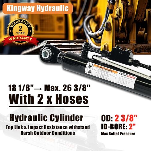Kingway Hydraulic Top Link Cat. 1-1 مع قفل كتلة دقيقة. 19 11/16 "→ Max. 28" مع 2 × خراطيم السكتة الدماغية. 8 5/16 " - قوة دفع 12500 رطل ، 8700 رطل قوة سحب ، صمامات فحص مزدوجة in Kuwait