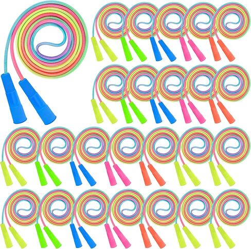 Kids Jump Rope, Colorful Gradient Nylon Skipping Ropes for Children, 7.55FT Adjustable Length, Plastic Handles, Lightweight Jumping Ropes for Schools, Events, and Family Fun in Saudi Arabia
