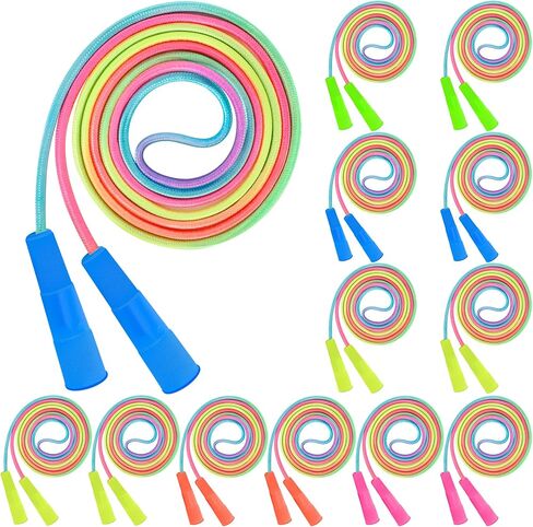Kids Jump Rope, Colorful Gradient Nylon Skipping Ropes for Children, 7.55FT Adjustable Length, Plastic Handles, Lightweight Jumping Ropes for Schools, Events, and Family Fun in Saudi Arabia