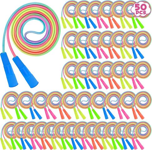 Kids Jump Rope, Colorful Gradient Nylon Skipping Ropes for Children, 7.55FT Adjustable Length, Plastic Handles, Lightweight Jumping Ropes for Schools, Events, and Family Fun in Saudi Arabia