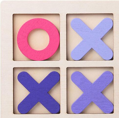 Wooden Tic TAC Toe Game Noughts and Crosses Chess Board Game XO Table Toy for Outdoor Indoor Kids Families Coffee Table Decor, Coffee in Kuwait