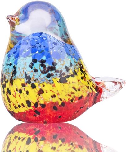 QFkris Qf Handmade Bird Blown Glass Figurine Gift for Christmas, Birthday Home Decor Yellow Paper Weight in Kuwait