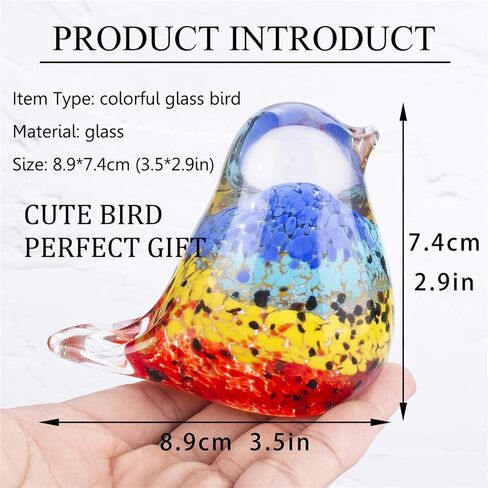 QFkris Qf Handmade Bird Blown Glass Figurine Gift for Christmas, Birthday Home Decor Yellow Paper Weight in Kuwait