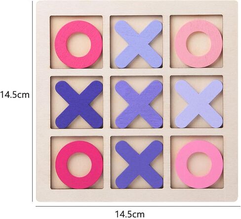 Wooden Tic TAC Toe Game Noughts and Crosses Chess Board Game XO Table Toy for Outdoor Indoor Kids Families Coffee Table Decor, Coffee in Kuwait