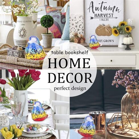 QFkris Qf Handmade Bird Blown Glass Figurine Gift for Christmas, Birthday Home Decor Yellow Paper Weight in Kuwait