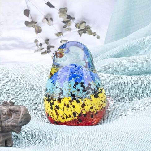 QFkris Qf Handmade Bird Blown Glass Figurine Gift for Christmas, Birthday Home Decor Yellow Paper Weight in Kuwait