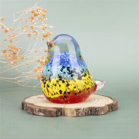QFkris Qf Handmade Bird Blown Glass Figurine Gift for Christmas, Birthday Home Decor Yellow Paper Weight in Kuwait