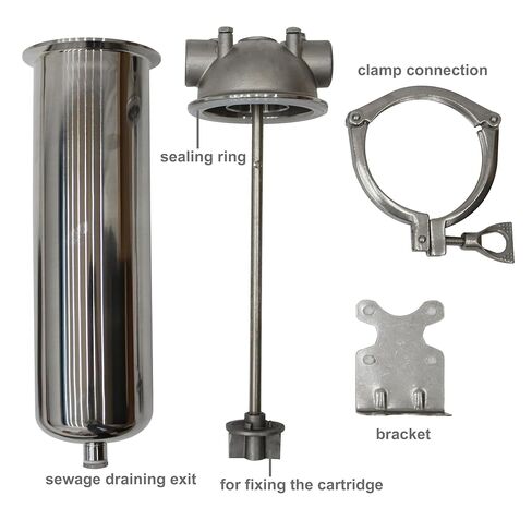 Techtongda Filter Housing لنظام ترشيح المياه من الفولاذ المقاوم للصدأ 3/4inch NPT لمدة 10 بوصات خرطوشة مرشح طويلة 145psi الضغط in Kuwait