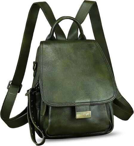 Genuine Leather Backpack for Women Purse Retro Leather Handmade Rucksack Vintage Knapsack Casual Daypack (Brown) in Kuwait