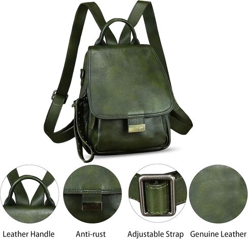 Genuine Leather Backpack for Women Purse Retro Leather Handmade Rucksack Vintage Knapsack Casual Daypack (Brown) in Kuwait