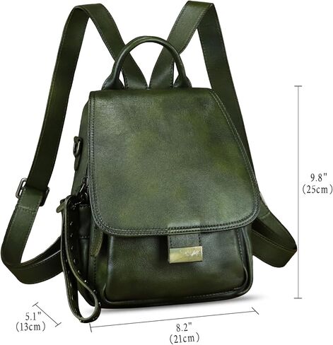 Genuine Leather Backpack for Women Purse Retro Leather Handmade Rucksack Vintage Knapsack Casual Daypack (Brown) in Kuwait