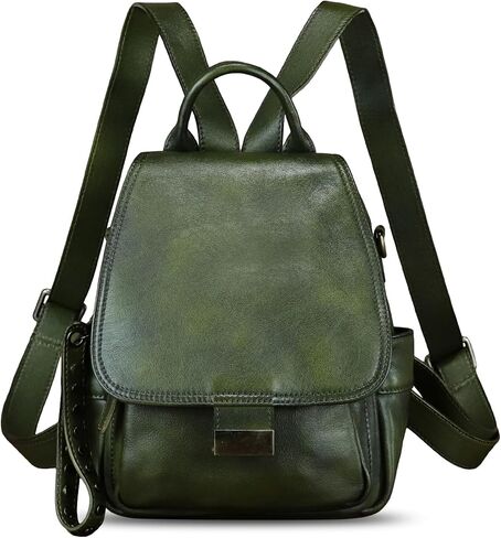 Genuine Leather Backpack for Women Purse Retro Leather Handmade Rucksack Vintage Knapsack Casual Daypack (Brown) in Kuwait