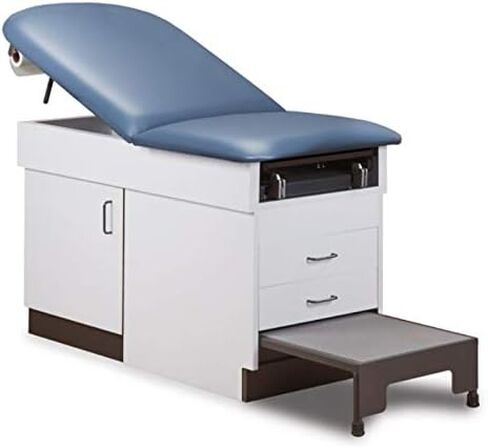 MSEC by Clinton, Family Practice Exam Table with Integrated Step Stool, Gray Base, 72" L x 31" H x 30" W, 400lb Weight Capacity (Black) in Saudi Arabia