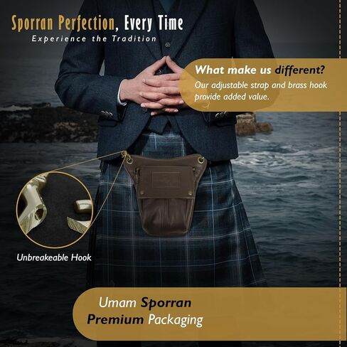Men’s Utility Kilt Premium Leather Hanging Kilt Pocket, Sporran Kilt Accessory in Saudi Arabia
